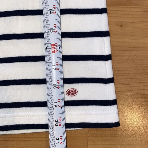 Armor Lux Size 1 Stripe Cotton Knit Crewneck Pullover Sweater Navy Blue White‎ - Picture 12 of 13